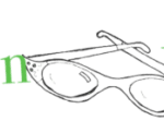 text and drawing of cat's eye glasses