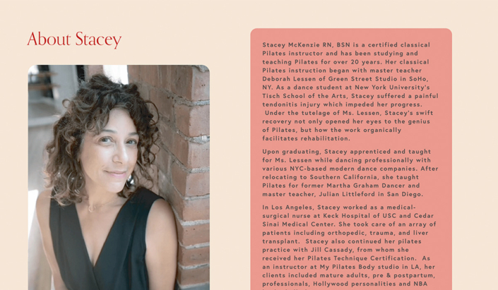 Stacey McKenzie Pilates Website Screenshot 2