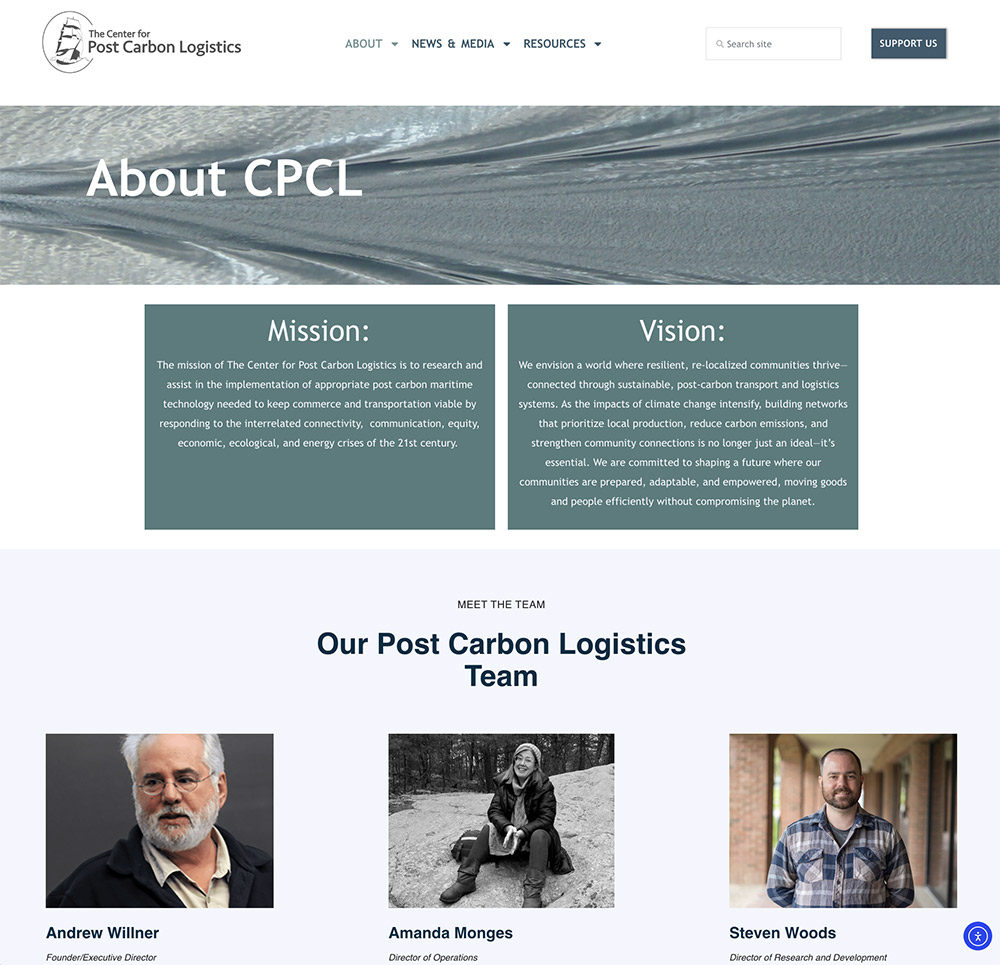 New-site-About screenshot from new site with about page